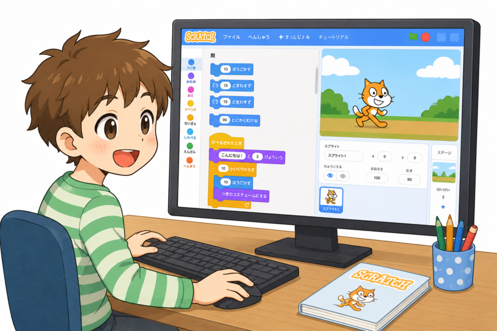 scratchをする子ども
